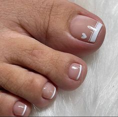 CHECK OUT THESE 36 INSPIRING FRENCH TIP TOE PICTURES AND A GUIDE TO ACHIEVE THEM! - 246 Valentine Nails, Heart Nail, White French, Toe Nail Art