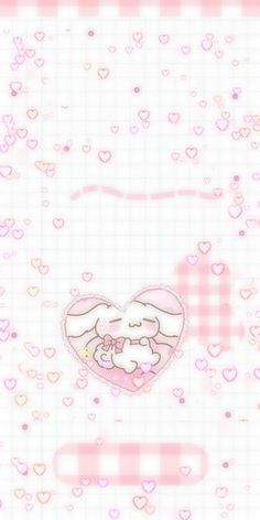 a pink and white checkered background with hearts in the shape of an animal on it