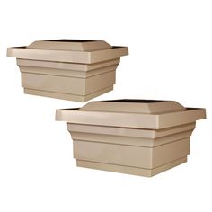 two tan planters sitting next to each other