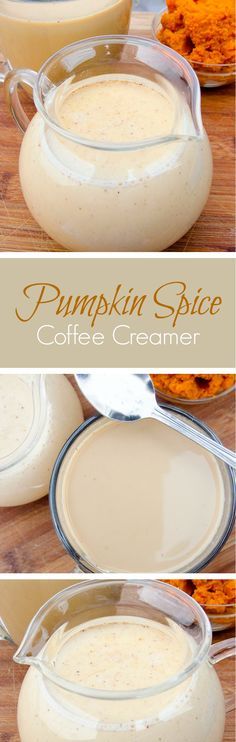 pumpkin spice coffee creamer in a glass pitcher