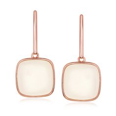 Ross-Simons - Cabochon Moonstone Drop Earrings in 18kt Rose Gold Over Sterling. These drop earrings showcase soft, yet eye-catching 14mm moonstone cabochons. The magical glow of moonstone is heightened by the warmth of 18kt rose gold over sterling silver bezel settings. Hanging length is 1 1/8". Hinged post, moonstone drop earrings. Moonstone Drop Earrings, Moonstone Earrings, Bezel Setting, Moonstone, Fine Jewelry, Jewelry Earrings, Rose Gold, Drop Earrings, Sterling Silver