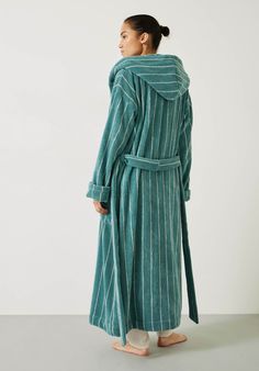 Renée Striped Cotton Towelling Robe Tekla Fabrics Robe, Dressing Gown Aesthetic, Grey's Anatomy Derek, Gown Aesthetic, Bath Clothes, Terry Cloth Robe, Urban Hippie, Cotton Dressing Gown, Terry Robe