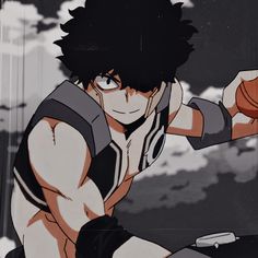 an anime character holding a basketball in his right hand