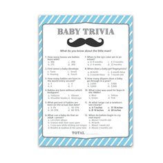 a baby trivia with a mustache on it