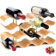 PRICES MAY VARY. Nullify 4 TIER WITH 14 BOTTLE SLOTS: This wine rack storage set includes 4 tiers of wine shelf, each of which can hold 3 to 4 wines, a total of 14 slots. The wine rack is also suitable for bottles, tumblers, blender cups, and even larger wine bottles SLEEK MODERN WAVE DESIGN: With the layered pattern of the wine rack, the four tiers can complement each other’s designs. The home wine rack has a unique modern contemporary wave design and pattern that gives the view of the bottles Wine Rack Wood, Countertop Wine Rack, Countertop Shelf, Beer Storage, Wine Rack Storage, Wooden Wine Rack, Wine Shelves, Wine Bottle Rack, Bottle Stand