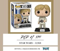 star wars luke pop vinyl figure is shown in front of a white background with the box and