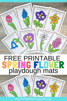 printable spring flower playdough mats with the words, free printable spring flower playdough mats