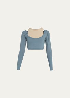 Get free shipping on Live the Process Taurus Two-Tone Long-Sleeve Crop Top at Bergdorf Goodman. Shop the latest luxury fashions from top designers. Koral Activewear, Luxury Activewear, Designer Activewear, Romper Pants, Short Rompers, Sports Bras