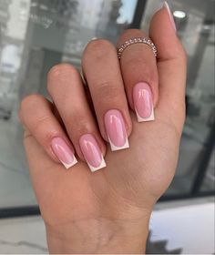 French Long Nails, French Manicure Acrylic Nails, Clear Nail Designs, Blush Pink Nails, Gel Nails French, Clear Nail, Power Of Makeup