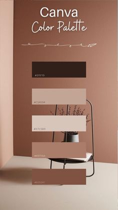 the color palette for canva is brown, pink, and beige with an assortment of different shades to choose from