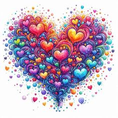 a colorful heart with lots of hearts on it