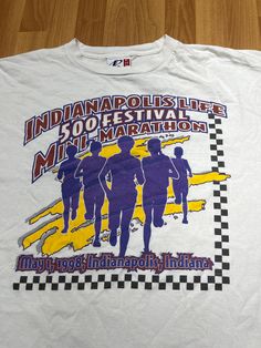 Vintage 1998 Indy 500 Mini Marathon Festival Race Size XL See pics for measurements Long Sleeve T Shirt Indianapolis Life Insurance Company Awesome Graphic Rare Survivor Fast shipping. We ship same or next day with USPS We are a small family business and we appreciate your purchase, Godspeed ! Vintage Marathon Shirt, Marathon Shirts, Champion Brand, Indy 500, Concert Shirts, Running Shirts, Screen Printing Designs, Vintage Tees, Fast Fashion