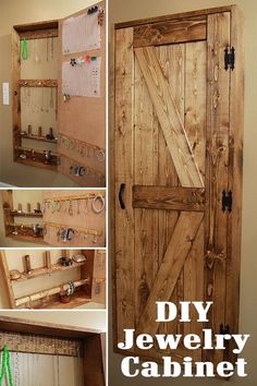 the diy jewelry cabinet is made from old doors