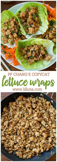 Clean Lettuce, Pf Changs Lettuce Wraps, Pf Changs Chicken Lettuce Wraps, Salat Wraps, Lettuce Wraps Recipe, Chicken Lettuce Wraps Recipe, Mushrooms And Onions, Lettuce Wrap Recipes, Ground Chicken Recipes