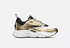 Gold Sneakers For Streetwear With Round Toe, Dior B22 Cream, Dior B22 Black, Christian Dior B30 Sneakers