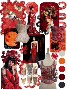 fashion collage with red and orange colors