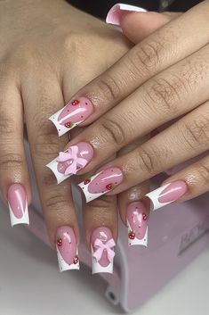 Pink Themed Nails, Nail Rhinestone Design, Polygel Nails Design, Aphrodite Nails, Rich Nails, Blooming Gel Nails, Pink Nail Inspo, Girly Nails, Cute Simple Nails