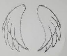 an image of two angel wings drawn in pencil