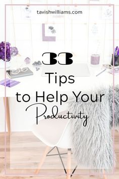 a white chair sitting in front of a desk with the words 3 tips to help your product