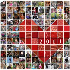 a heart shaped photo collage with many different pictures and numbers in the shape of a heart