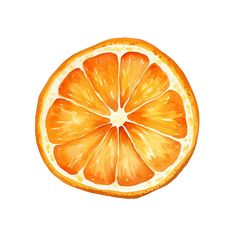 an orange cut in half on a white background