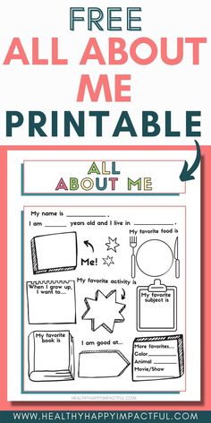 free all about me worksheet example About Me Printable, About Me Template