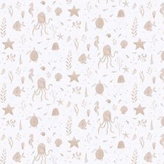 an ocean themed wallpaper with starfish, octopus and other marine animals on it