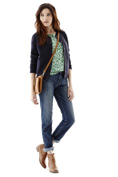 A quilted bomber, cuffed boyfriend jeans and camel booties put a cute, preppy finish on a casual fall look. Cuff Jeans, Fall 2014 Fashion, Oxford Dress Shoes, Oxford Dress, 2014 Fashion, Fall Looks, Modern Fashion, Women Tops