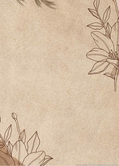 an artistic drawing of flowers and leaves on a beige background with space for the text