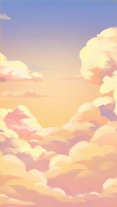 the sky is filled with fluffy clouds in pastel colors