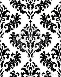 a black and white damask wallpaper pattern