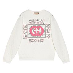 (WMNS) Gucci Vintage Logo Quilted Sweatshirt 'White Pink' 717400-XJEV9-9095 Quilted Sweatshirt, Gucci Vintage, Sweatshirt White, White Hoodie, Vintage Logo, Stylish Sneakers, White Sweatshirt, Vintage Gucci, Perfect Pair