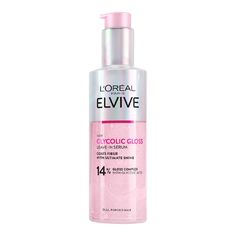 Discover the Elvive Glycolic Gloss Leave-In Hair Serum by L'Oréal Paris which makes hair look shinier thanks to its 14% gloss complex with glycolic acid.Healthy hair shines beautifully because of its surface is smooth, allowing light to reflect effortlessly. However, damaged hair causes the cuticles to become rough, porous and lackluster, hindering light reflection. This 1st at-home glossing treatment by L'Oréal Paris is powered by Glycolic Acid. It restores the hair fiber from the inside to int Hair Gloss Loreal, L’oréal Glycolic Gloss, Loreal Hair Gloss, Gloss Hair, Drugstore Hair Products, Porous Hair, Loreal Hair, Glow Hair, Hair Gloss