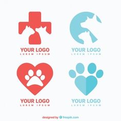 four different logos with dogs and hearts