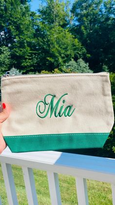 Perfect for storing and carrying your personal cosmetics and toiletries, our handy and charming Makeup Bag is crafted of durable all-cotton canvas with zipper closure. Personalize it with a name or initials. Makes a great gift, too. Our Makeup Bag is a timeless favorite that boasts a convenient and fashionable design. Perfect for travel or everyday use. Add your name or monogram for a personal touch. Durable canvas fabric Zip closure. 1" finger loop. Cotton canvas construction. Spot clean. Measu Monogram Cosmetic Bag, Canvas Cosmetic Bag, Sorority Girl, Personalized Canvas, Gift Boutique, Online Gifts, Cosmetic Case, Monogram Initials, Baby Bag