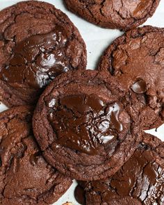 chocolate cookies with melted chocolate on top