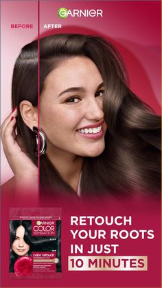 Short on time? Garnier Color Retouch has you covered! This ammonia-free formula conceals roots AND refreshes your color in just 10 minutes.

Here's why you'll love it:

100% gray coverage that lasts up to 4 weeks.
Super easy application - just like shampooing!
No mess, no drips.
Available in 5 essential shades to match your current color. Sisters Bedroom, Wedding Readings, Second Day Hairstyles, Type 4 Hair, Hair Idea, Gray Coverage, Blowout Hair, Fun Photoshoot, Healthy Hair Tips