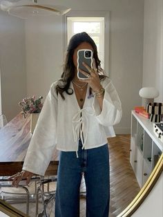 #spring #springtime #springweddingguestdress #spring2024 #springoutfitsforwomen #springoutfitscasual #summer #summeroutfitideas #outfits #outfitoftheday #outfitstyle #inspofashion #springintofashion #outfitinsposummer spring inspo spring outfit summer outfit Summer Outfit With Sleeves, Shirt That Ties In The Back, Tie Up Long Sleeve Top, Linen Shirt Outfits For Women, Outfit For Summer 2024, Cute Spring Dresses Casual, Top On Shirt Outfit, Bow Tie Tops Blouses, Outfit Inspo 2024 Summer