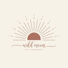 the logo for wild moon film and photography, with sunbursts in the background