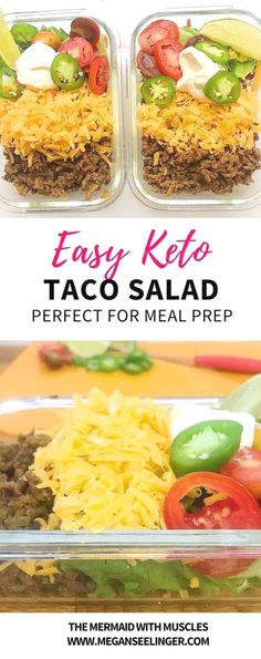 easy keto taco salad is perfect for meal prep