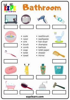 More fun with your teaching with Free Printable Words Match Vocabulary Worksheets Topic Bathroom For Kindergarten Preschool for ESL teachers using for kindergarten, preschool and so on you can either download or print directly from our website. Esl Vocabulary Worksheets, Bathroom Worksheet, Bathroom English, Free Printable Alphabet Worksheets, Christmas Gift Tags Template, Kindergarten Reading Activities, Esl Vocabulary, Worksheet For Kids, Life Skills Special Education