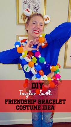 Here's the supplies I used to make this friendship bracelet Taylor Swift inspired costume #erastour #swifties #taylorswift Taylor Swift Song Costume Ideas, Taylor Swift Family Costume, Friendship Bracelet Costume, Taylor Swift Group Costume, Taylor Swift Costume Kids, Diy Taylor Swift Costume, Taylor Swift Costume Ideas, Taylor Swift Family, Boo Ideas