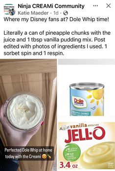 a person holding a cup of yogurt next to a box of jello