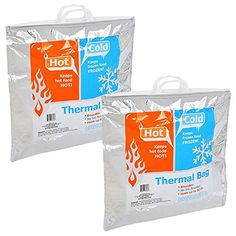 two bags of hot water sitting next to each other