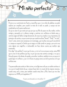 a letter written in spanish with the words'mi nio perfecto '