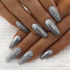 #Grey #Nail #Art #Design Blue Nail Art Designs, Video Makeup, Fancy Nails Designs, Blue Nail Art, Gray Nails, Super Nails, Ideas Nails, Pretty Nail Art