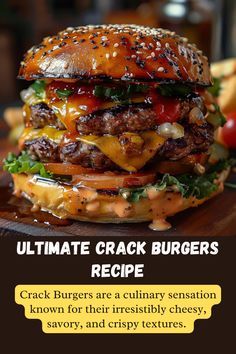 the ultimate cheeseburger is ready to be served at any restaurant or other place