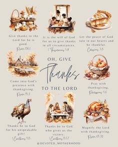 a thanksgiving poster with the words give thanks to the lord