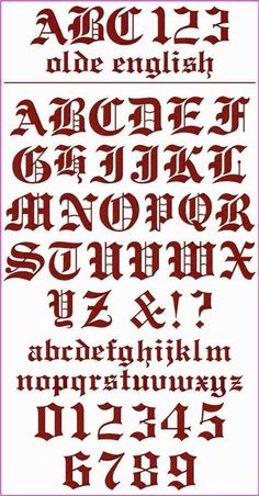 an old english alphabet with different letters and numbers