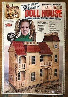 Arrow Dream Doll House Wood Assemble-by-Numbers Victorian Mansion #702 SEALED!  | eBay Real Good Toys, Wooden Dollhouse Kits, Wood Dollhouse, Vintage Arrow, Diy Apple, Southern Mansions, Victorian Mansion, House Wood, Victorian Dollhouse